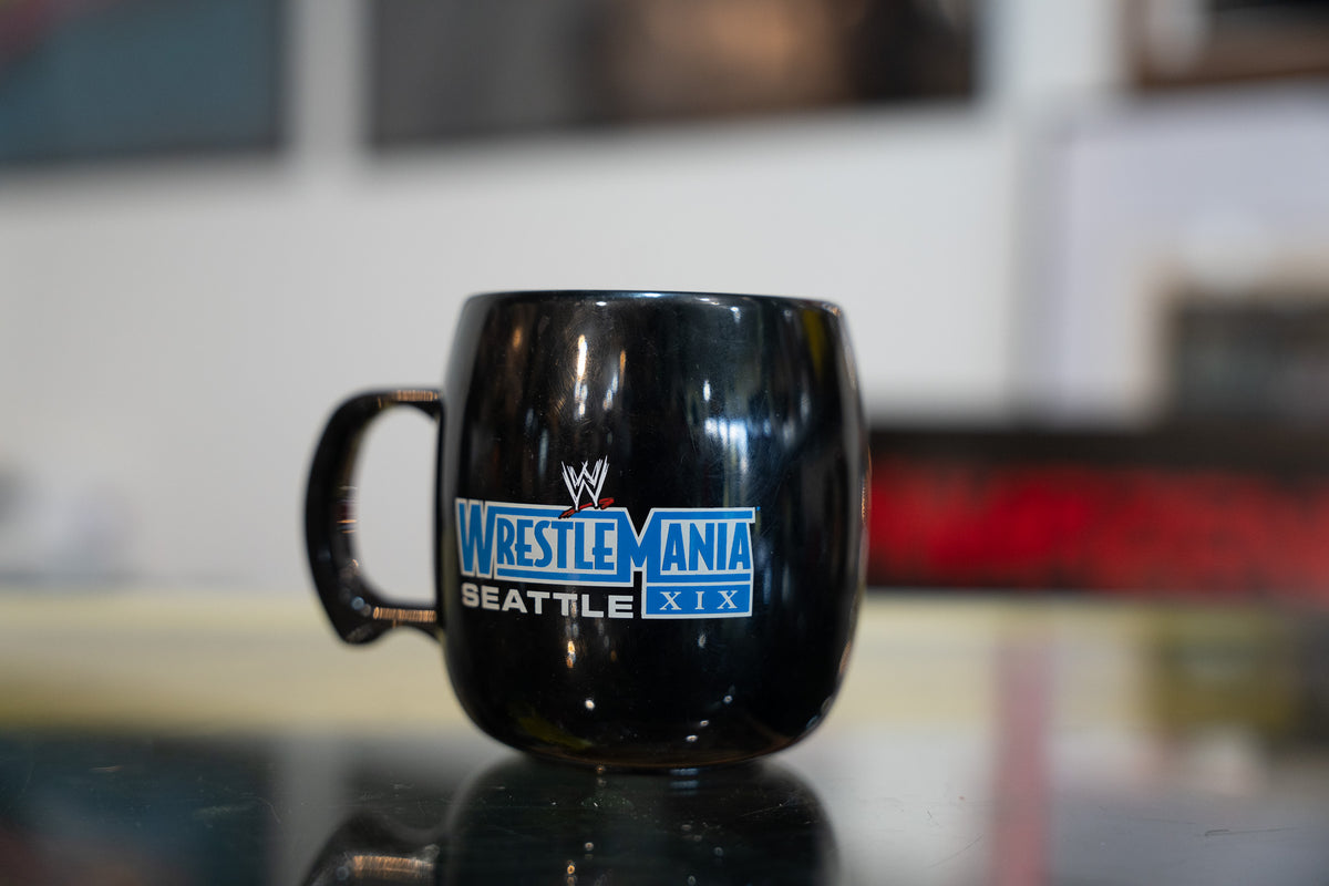 WWF WrestleMania Seattle XIX Bacon, Bagels, & Biceps Brunch Mug