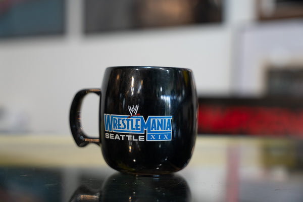WWF WrestleMania Seattle XIX Bacon, Bagels, & Biceps Brunch Mug