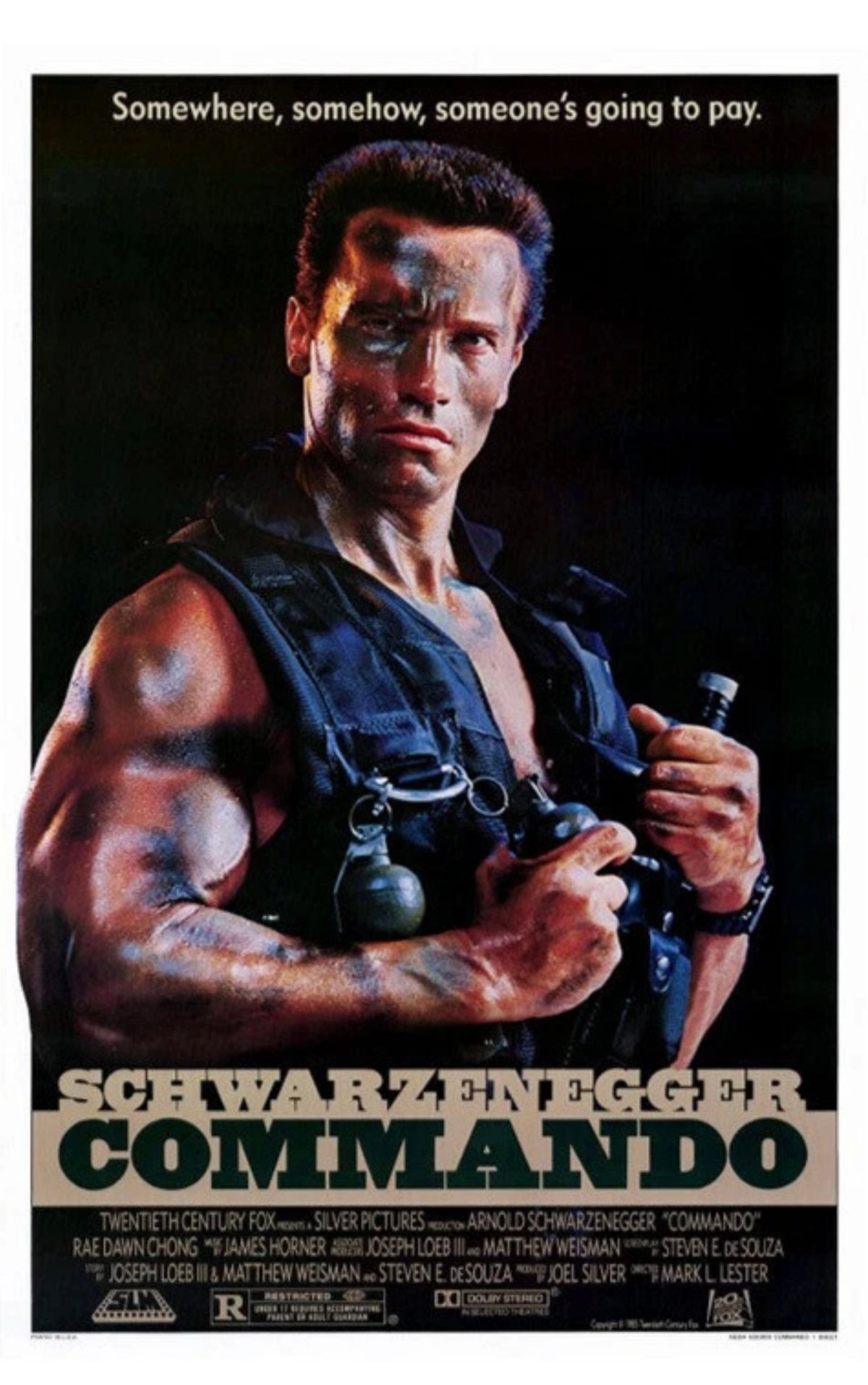 COMMANDO ORIGINAL ROLLED 27X41 MOVIE POSTER 1985 ARNOLD SCHWARZENEGGER RAE CHONG
