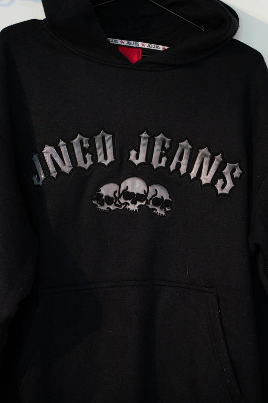 2000 JNCO triple skull hoodie puff embroidered flaming dice Size Large - Keep It Classic