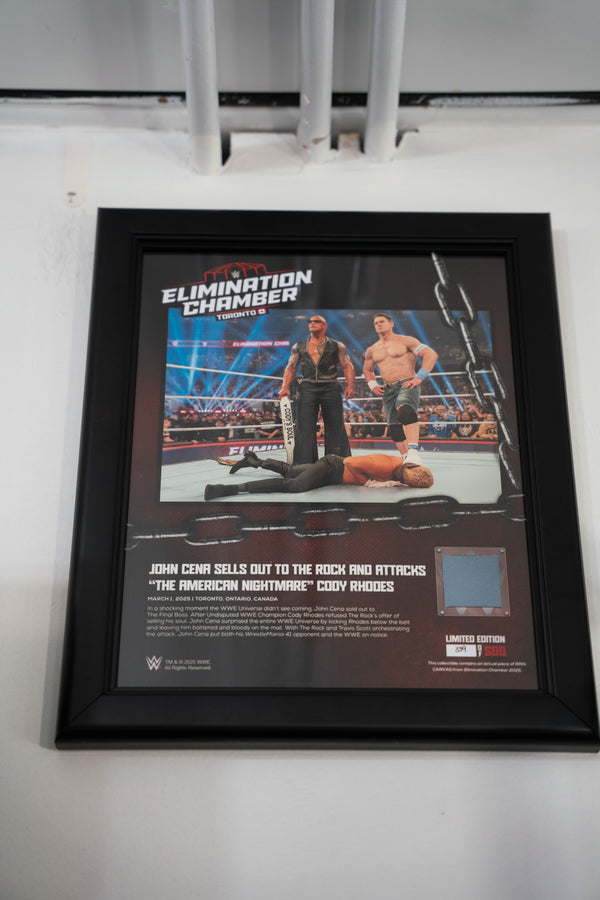 WWE John Cena Elimination Chamber "Heel Turn" Plaque/ Mat Relic. 339 Of 500