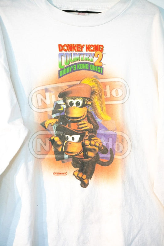 90s Donkey Kong Country 2 Diddy’s Kong Quest Long Sleeve Shirt Size XL - Keep It Classic
