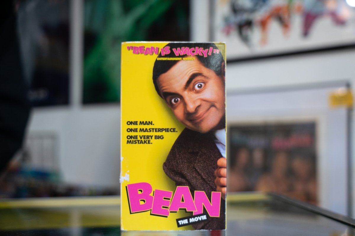 Universal Bean The Movie VHS tape with colorful artwork featuring the character on the front cover and spine