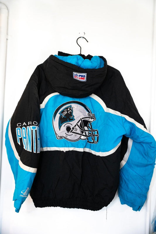 Carolina Panthers Logo Athletic Quarter Zip Puffer Size M - Keep It Classic