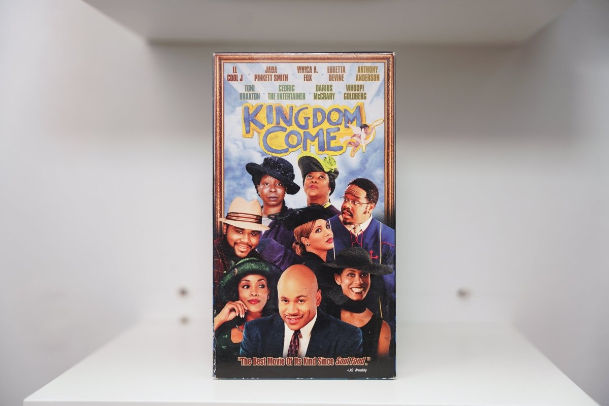 VHS Kingdom Come gold frame LL Cool J Jada Pinkett Smith Vivica Fox Cedric Entertainer Whoopi Goldberg KINGDOM COME yellow text US Weekly