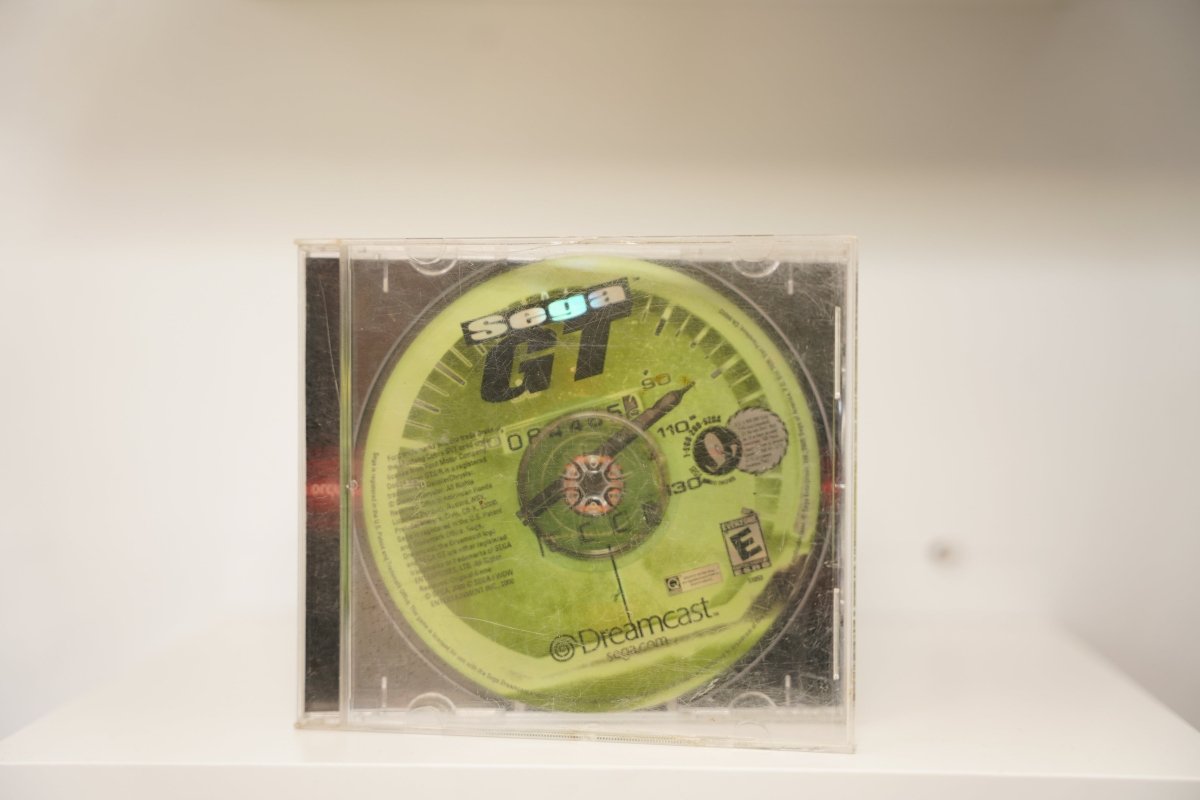 Sega Dreamcast Sega GT disc only green yellow speedometer graphic Sega GT blue text jewel case Dreamcast branding