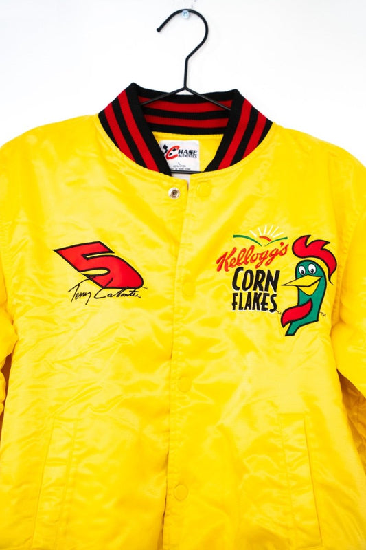 Vintage Chase Authentics NASCAR Tony Labonte Corn Flakes Satin Bomber Jacket Kids Large Adult Small - Keep It Classic