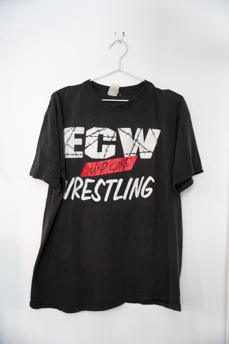 ECW Hardcore Wrestling "It's Not For Everyone" gray t-shirt, size large, featuring black text logo on front