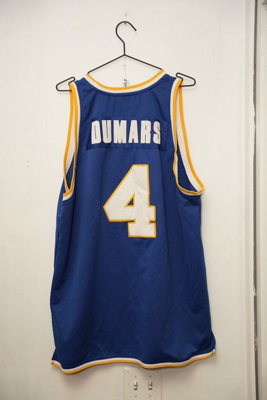 Joe Dumas McNeese State University Cowboys basketball jersey, vintage maroon and gold athletic uniform with sewn numbers and lettering