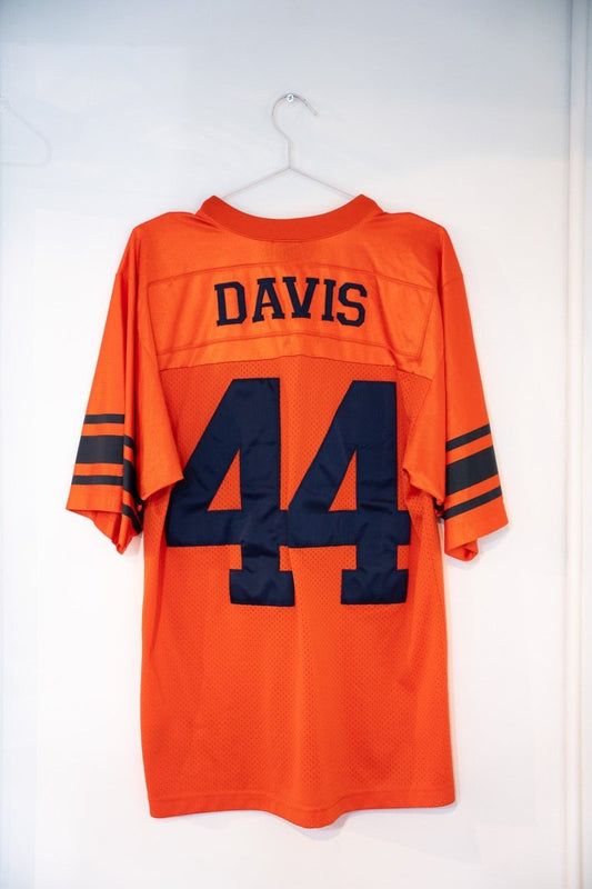 Nike Syracuse Ernie Davis 44 football jersey in medium size, vintage athletic uniform with orange and blue colorway