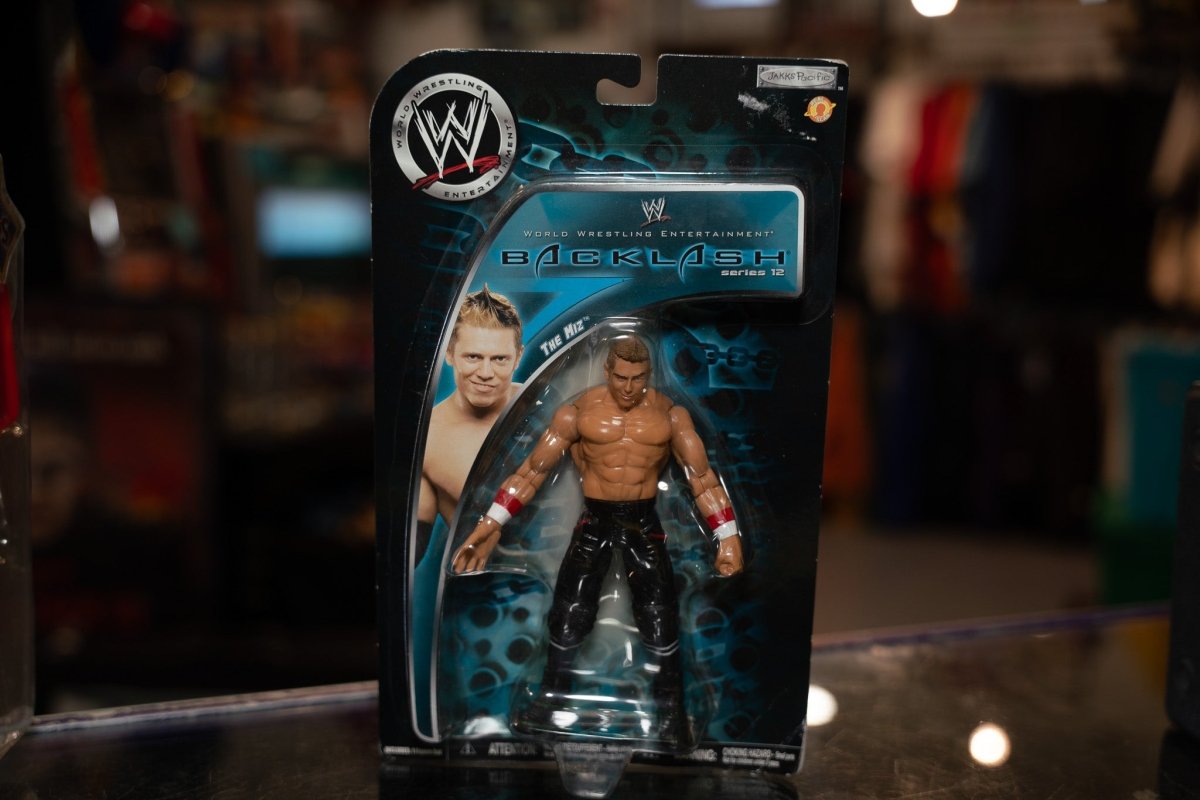 WWF Backlash Series 12 action figure of The Miz in wrestling attire with blonde hair and black outfit