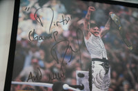 Dominik Mysterio WWE Autographed 16" x 20" WrestleMania 41 Raising Title Photograph with "And New" Inscription 11/50