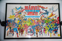 1986 Marvel 25th Anniversary framed poster 22x34 with group illustration Spider-Man Hulk Captain America Thor X-Men Fantastic Four classic comic art