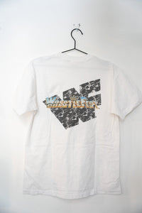 WWF 1991 Wrestlefest video game promotional t-shirt in medium, featuring wrestling graphics and text on navy blue cotton fabric
