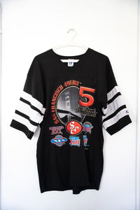 1995 Logo 7 San Francisco 49ers 5 Super Bowl 1/4 Sleeve Shirt Size Large - Keep It Classic