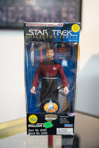 1995 Star Trek Starfleet Edition Commander William Riker Playmates Collector Series figure sealed blue silver box red command uniform numbered 003271
