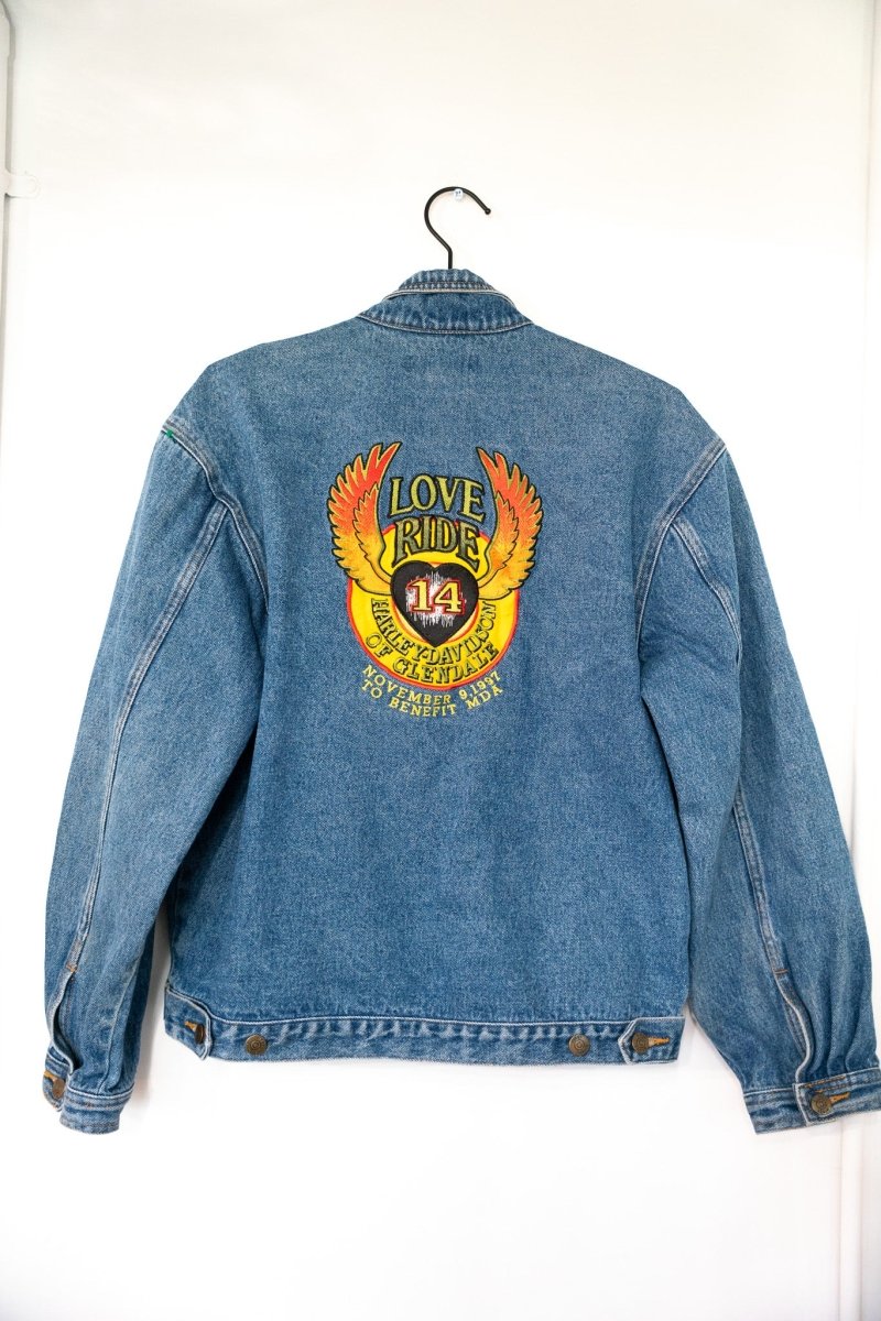1997 Harley Davidson of Glendale Love Ride Denim Jacket Size Medium - Keep It Classic