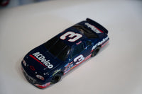 Action diecast bank, 1997 NASCAR #3 Dale Earnhardt AC Delco car, 1/24 scale, black and silver livery with yellow accents