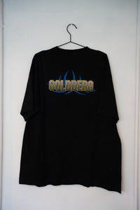 WCW 1998 Cottonnet Bill Goldberg wrestling shirt with black text and graphics on white cotton fabric