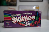 NASCAR #36 Skittles Wild Berry diecast model car, 1/24 scale, 1998 Ernie Irvan race car replica in yellow and red livery