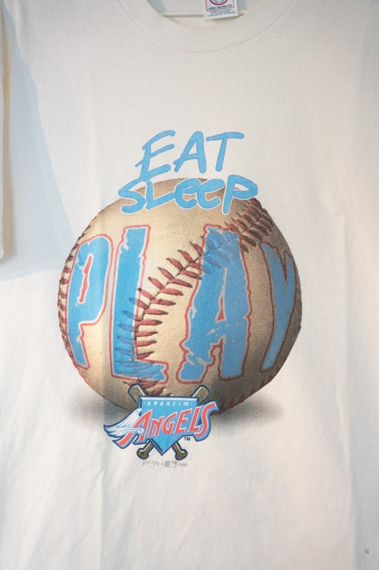 1999 Eat Sleep Play Anaheim Angels Shirt Size Large - additional view - Keep It Classic Las Vegas