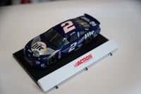 Harley-Davidson 1999 NASCAR die-cast race car #2 in 1:24 scale with Miller Lite branding on blue and orange livery