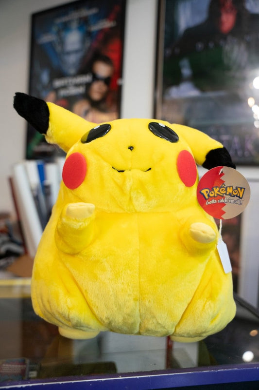 1999 Nintendo Pokemon 16 inch jumbo Pikachu plush with chunky body shiny black eyes red cheeks and original Pokemon hang tag