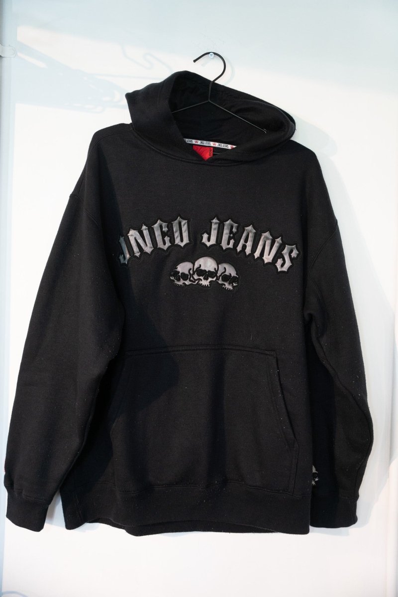 2000 JNCO triple skull hoodie puff embroidered flaming dice Size Large