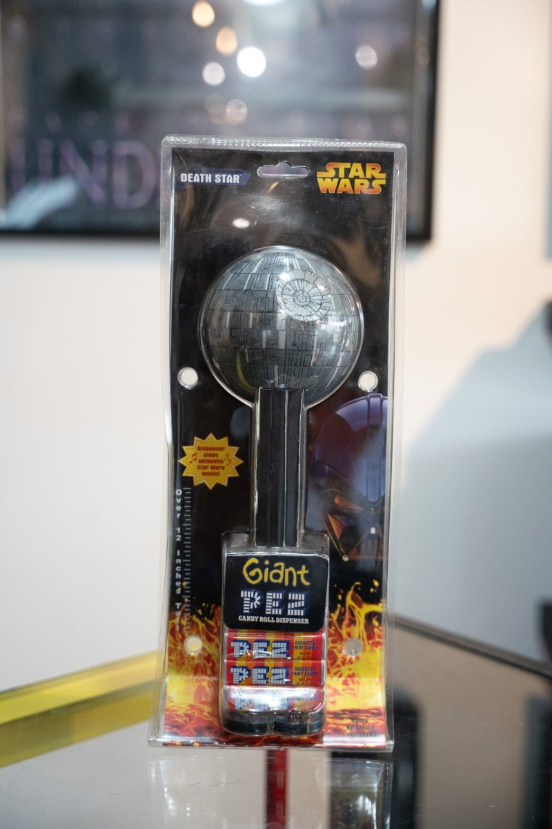 2005 Star Wars Death Star Giant PEZ candy roll dispenser sealed over 12 inches gray sphere sculpt superlaser dish plays Star Wars music