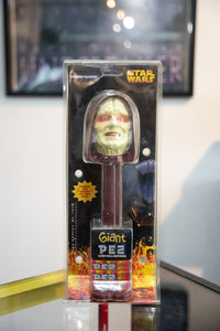 2005 Star Wars Emperor Palpatine Giant PEZ candy roll dispenser sealed over 12 inches hooded head sculpt dark red stem plays Star Wars music