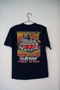 NASCAR 2006 Sharpie 500 Bristol Racing promotional t-shirt with white text on dark fabric featuring race event graphics