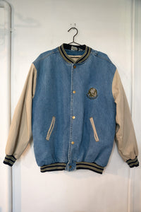 90s MGM Grand Denim Varsity Jacket Size Large