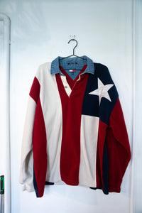 Vintage 90s Tommy Hilfiger Jeans Big USA Flag Logo Fleece Pullover Mens XL