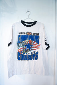 1996 Starter Dallas Cowboys SuperBowl XXX Champions Ringer Shirt Size Large