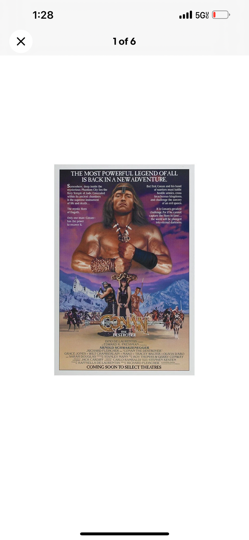 1984 Conan The Destroyer Original One Sheet Movie Poster Rolled 27" x 41"