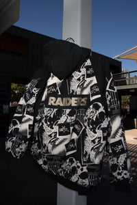 Vintage Logo 7 Los Angeles Raiders Playbook Puffer Jacket Size Medium