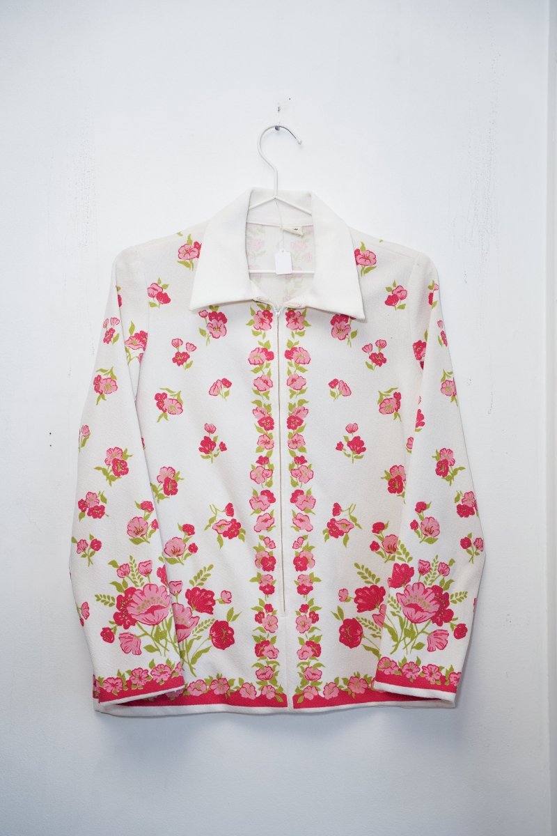 70s Flower Zip Up Long Sleeve - Keep It Classic