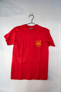 Game World Hawaii shirt from the 1980s in medium size, featuring colorful tropical print design on light fabric