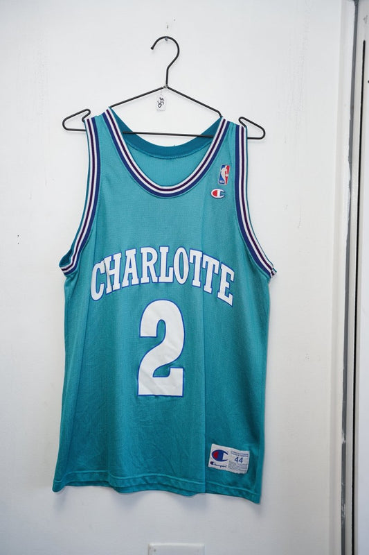 90s Champion Charlotte Hornets Larry Johnson Jersey Large - Keep It Classic