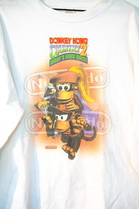 Nintendo Donkey Kong Country 2 Diddy's Kong Quest long sleeve shirt in XL, 1990s, featuring game characters on navy fabric