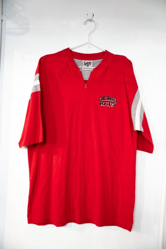 90s Lee Sport Cincinnati Reds 1/4 Zip Shirt Size Large - Keep It Classic