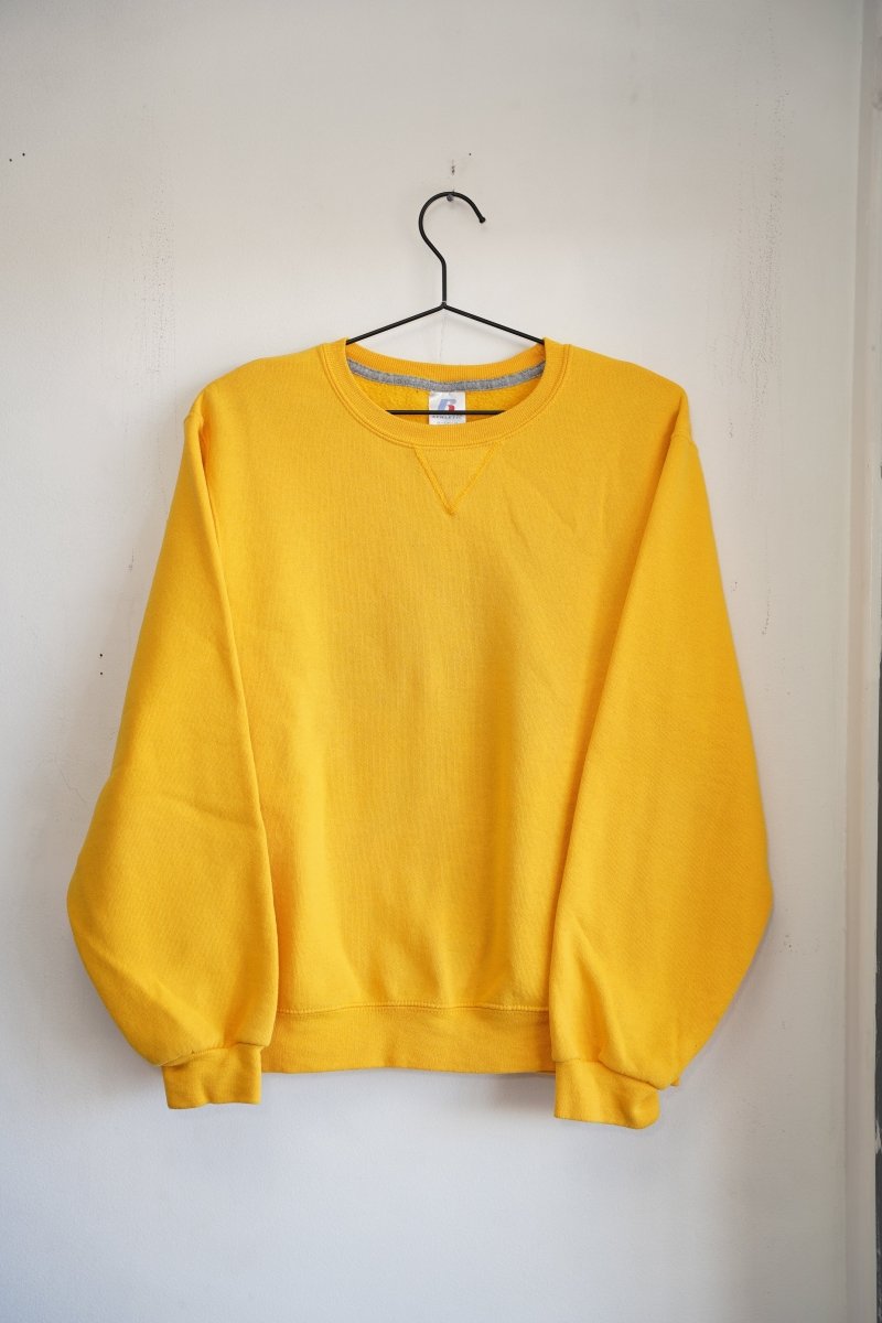 90s Russell Athletic Blank Yellow Sweater - Keep It Classic