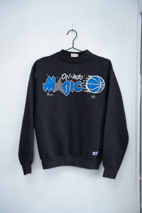 Black 90s Trench Orlando Magic crewneck sweatshirt Orlando script Magic blue white text stars basketball logo NBA Trench tag