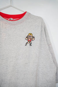 WWF vintage 1990s wrestling shirt with double collar design and Lex Luger graphics, size XXL, displayed flat