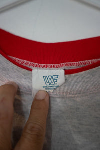 WWF Lex Luger double collar sleeve shirt in size XXL from the 1990s, featuring wrestling merchandise design on fabric