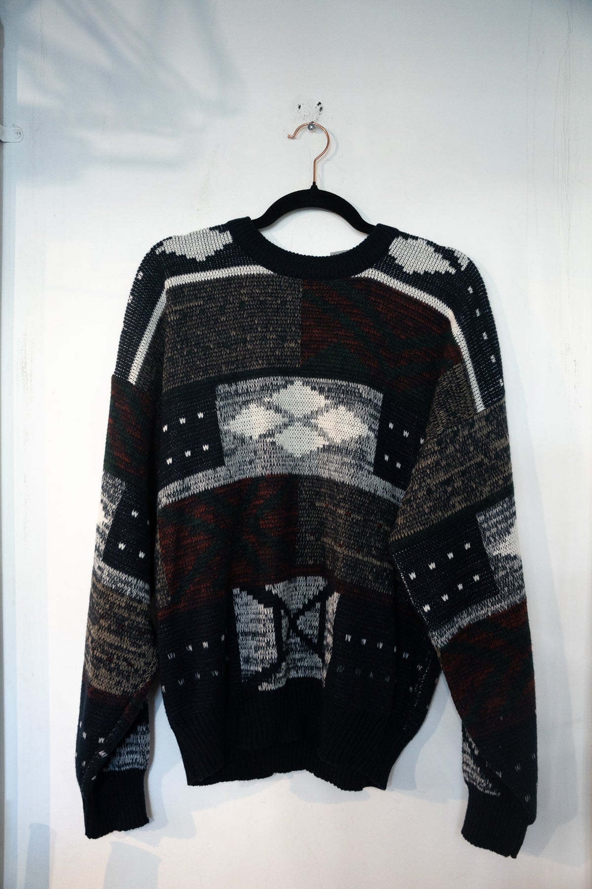 Vintage Fair Isle Inspired Knitted Sweater Size Large