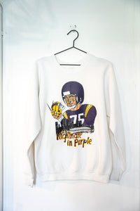 1988 Nightmare In Purple Freddy Krueger Vikings Sweater Size XL