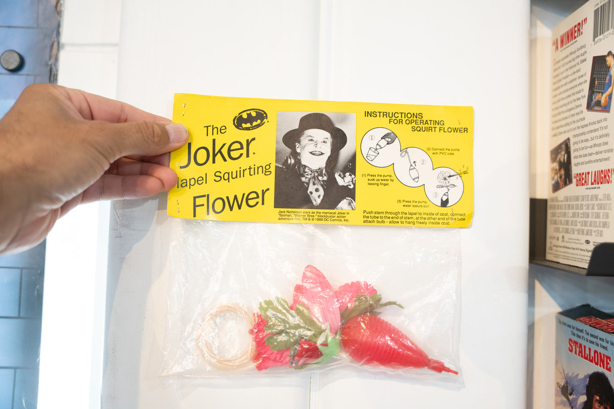 1989 Vintage Batman Movie Joker Squirting Flower Toy Sealed Pack
