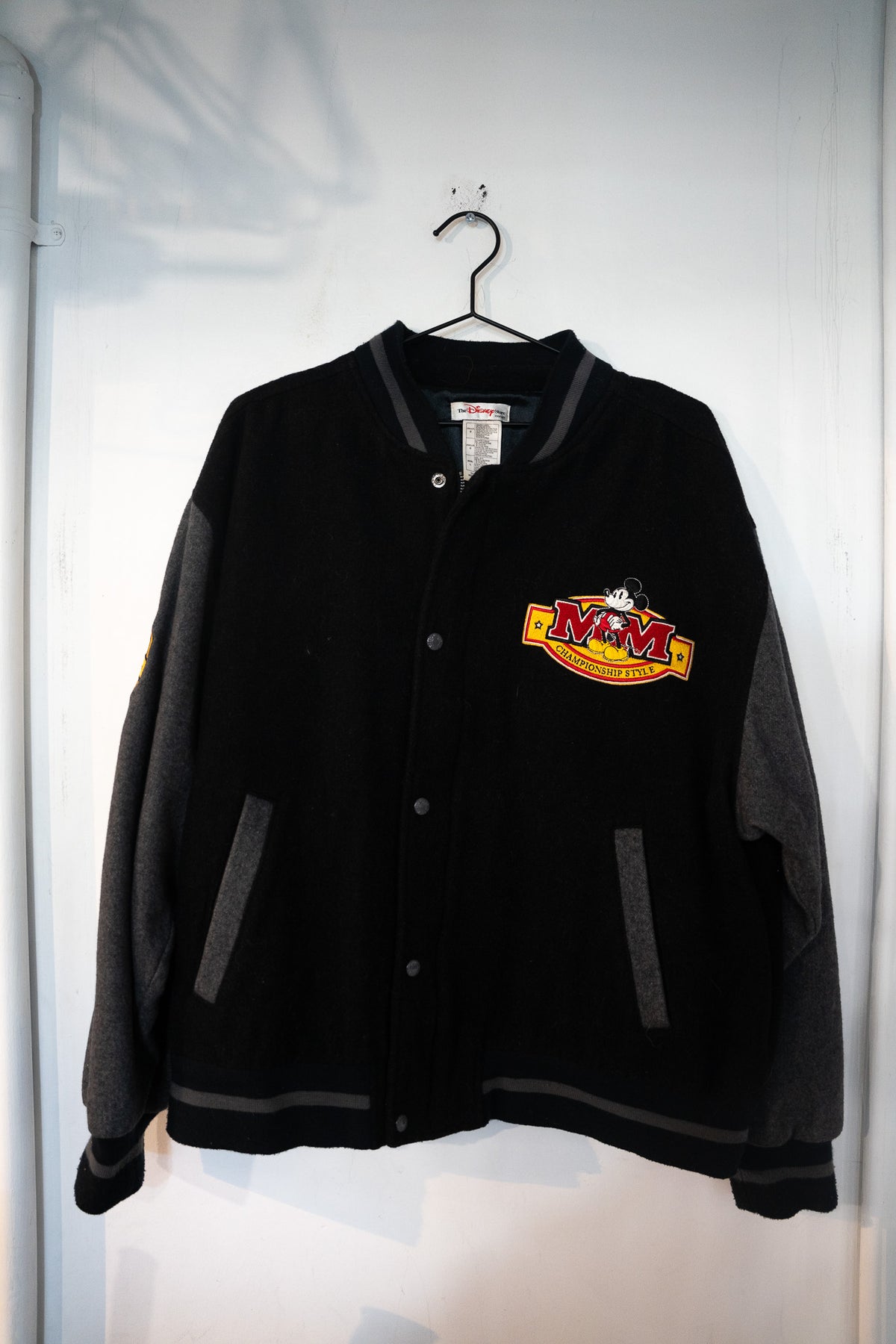 Vintage Disney Mickey Mouse Varsity Jacket Bomber Letterman Coat Disneyland Size Large