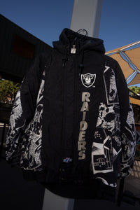 Vintage Logo 7 Los Angeles Raiders Playbook Puffer Jacket Size Medium